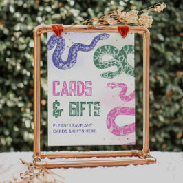 Rótulo de tarjetas y regalos de serpiente girly 8x