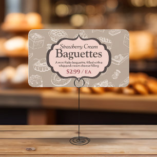 Rótulo de visualización de panadería con tarjetas 