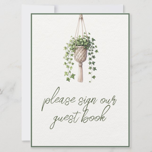 Rótulo del Boho Botany Greenery Boda Guestbook (Anverso)