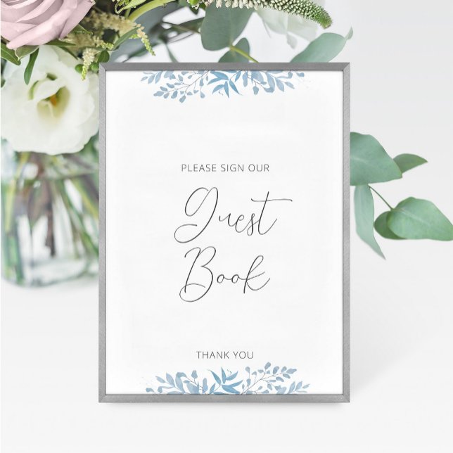 Rótulo del libro de invitados Blue Eucalyptus Boda (Subido por el creador)