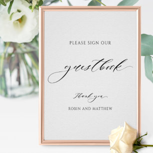 Rótulo del libro de visitas Boda de guión elegante