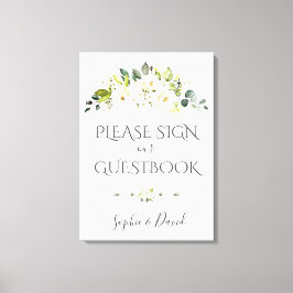 Rótulo del libro de visitas con flores de crema bl