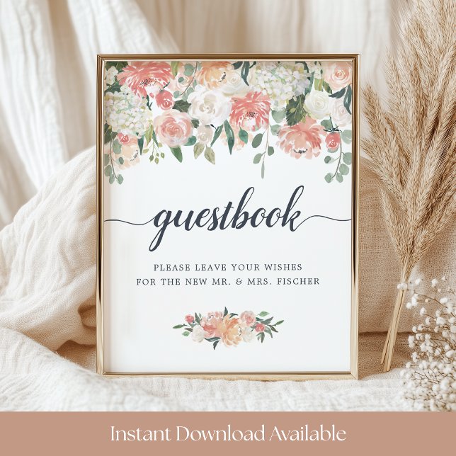 Rótulo del libro de visitas de Boda floral de vera (Subido por el creador)