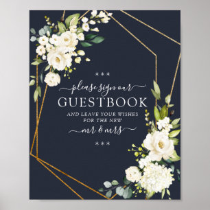 Rótulo del libro de visitas de Floral blanca geomé