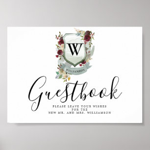 Rótulo del libro de visitas del Boda Escudo Floral