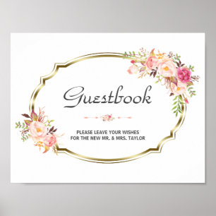 Rótulo del libro de visitas del Boda moda Floral R