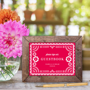Rótulo del libro de visitas del Boda Papel rosa ca
