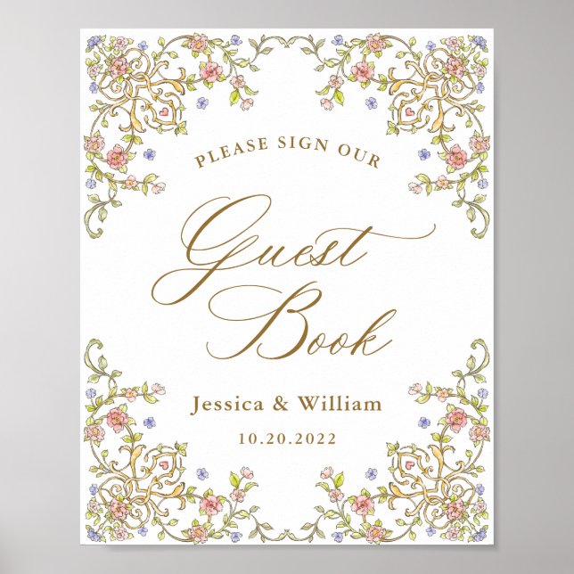 Rótulo del libro de visitas Ornate Victorian Grace (Frente)