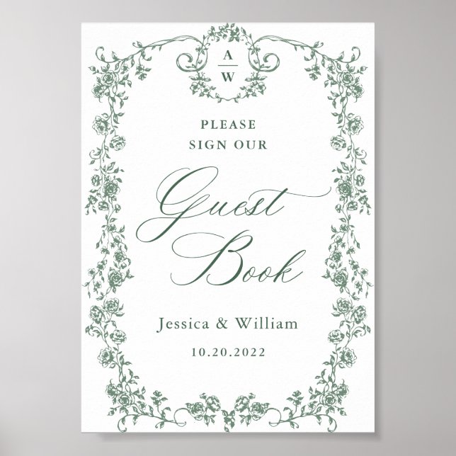 Rótulo del libro de visitas Ornate Victorian Grace (Frente)