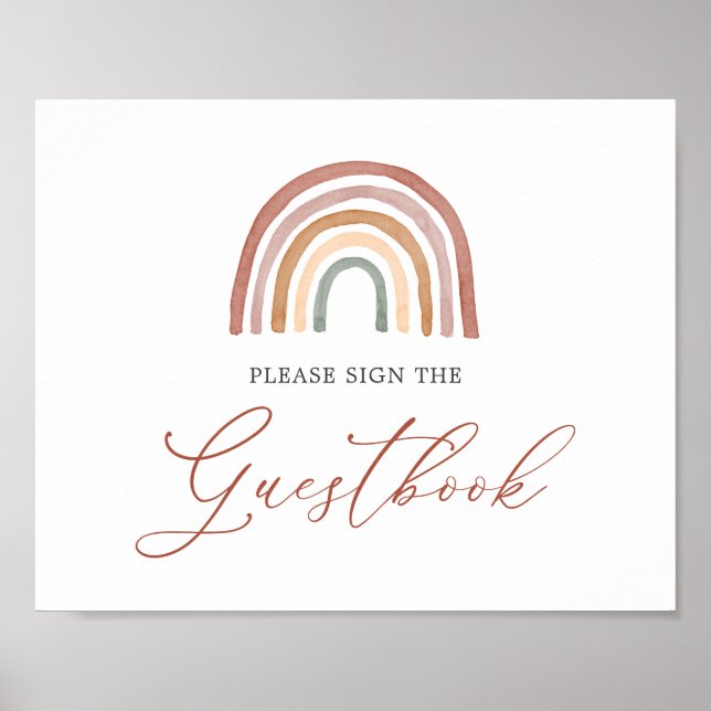 Rótulo del libro de visitas Rainbow Baby Shower (Frente)