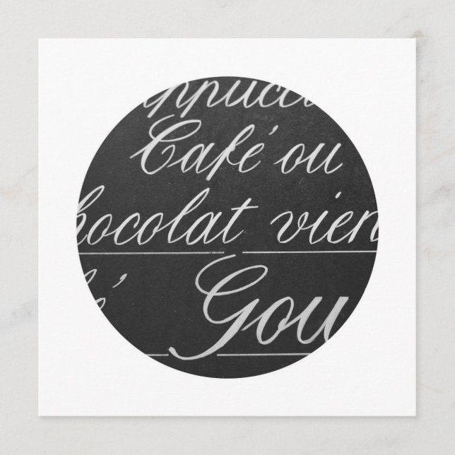 Rótulo del menú de la pizarra del café de París (Anverso)