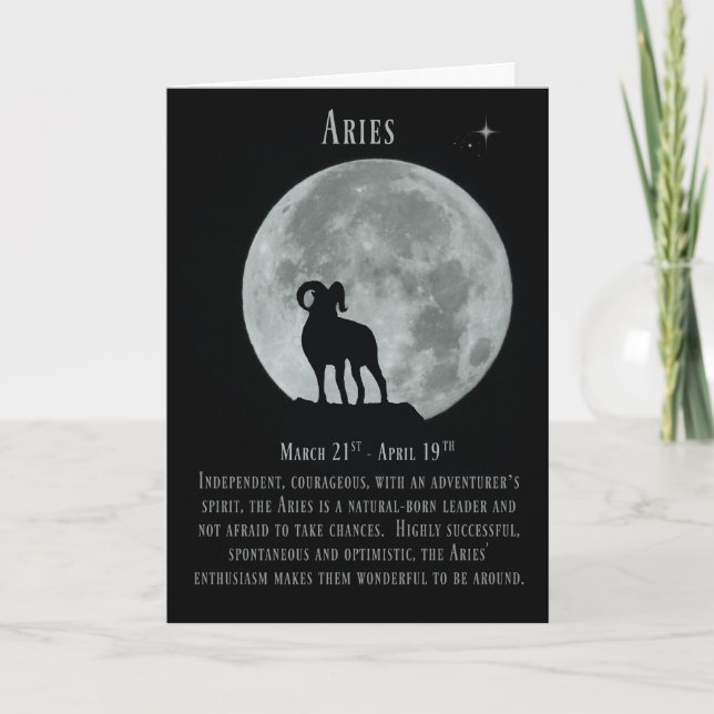 Rótulo del zodiaco del aries, la tarjeta de (Anverso)