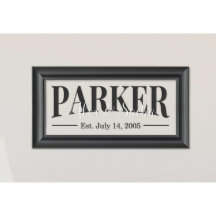 Rótulo familiar de vidrio establecido con marco