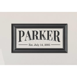 Rótulo familiar de vidrio establecido con marco