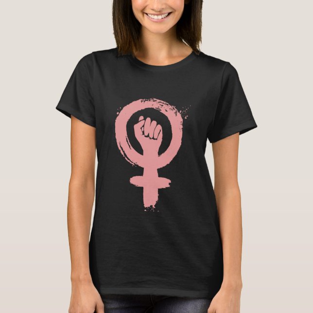 Rótulo feminista puño camiseta de justicia social (Anverso)