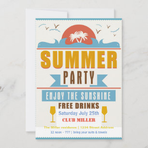 Rótulo Fiesta de verano - Invitación las 5 horas d