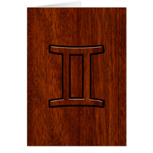 Rótulo Gemini Zodiac al estilo de la madera de cao