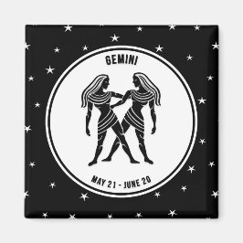 Rótulo Gemini Zodiac, imán blanco y negro