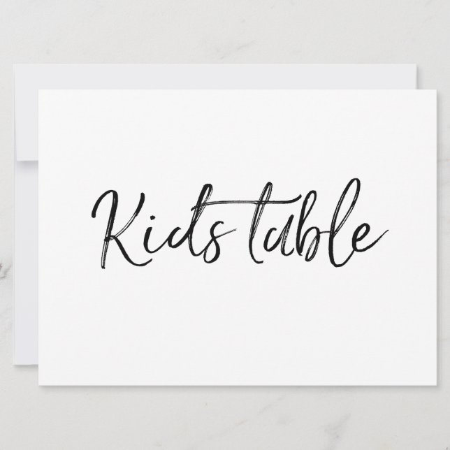 Rótulo "Kids Table" | Letras de mano con estilo (Anverso)