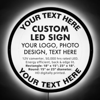 Rótulo LED redondo personalizado de 23" con texto