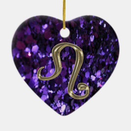 Rótulo Leo del zodiaco del oro en el ornamento