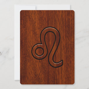 Rótulo Leo Zodiac al estilo de madera de Mahogany