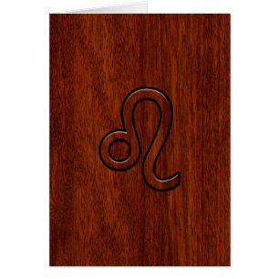 Rótulo Leo Zodiac al estilo de madera de Mahogany