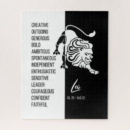 Rótulo Leo Zodiac, rompecabezas negro y blanco