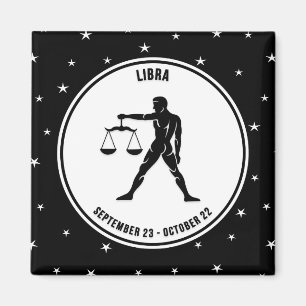 Rótulo Libra Zodiac, imán blanco y negro