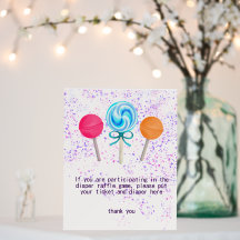 Rótulo Lollipops Candy Baby Shower Diaper Rafffle