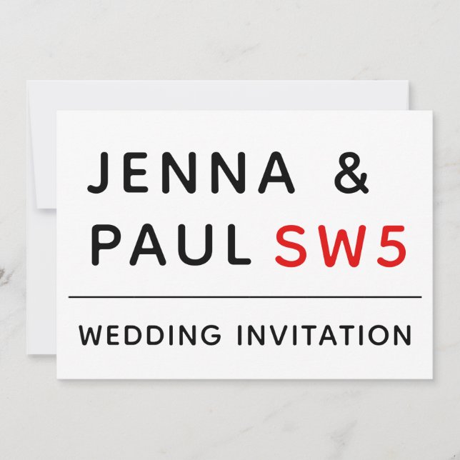 Rótulo LONDON STREET | INVITACIÓN DE BODA (Anverso)