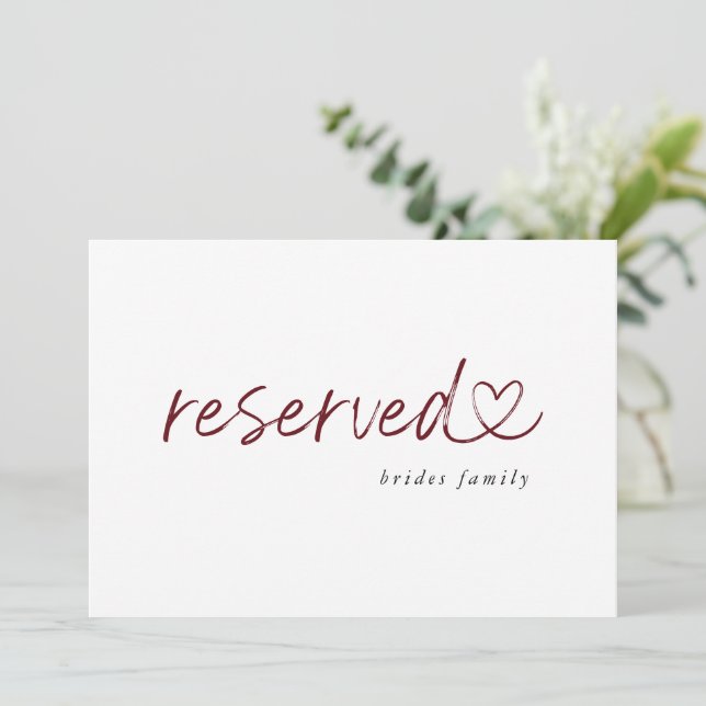 Rótulo Minimalista de Boda reservado moderno (Anverso de pie)