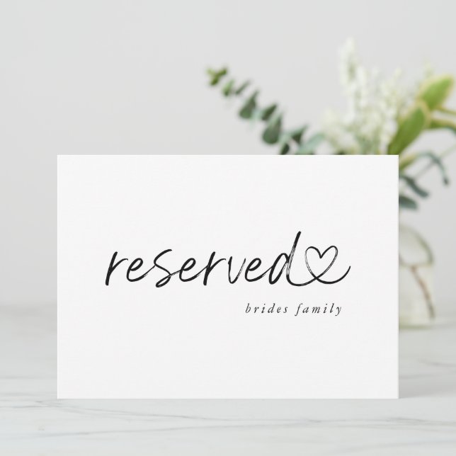 Rótulo Minimalista de Boda reservado moderno (Anverso de pie)