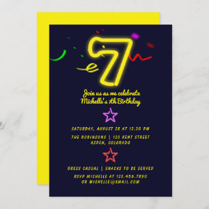 Rótulo Neon Séptima Invitación a Fiesta de Cumplea