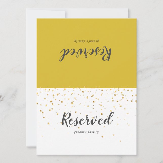 Rótulo reservado de Boda de Confetti de oro (Anverso)
