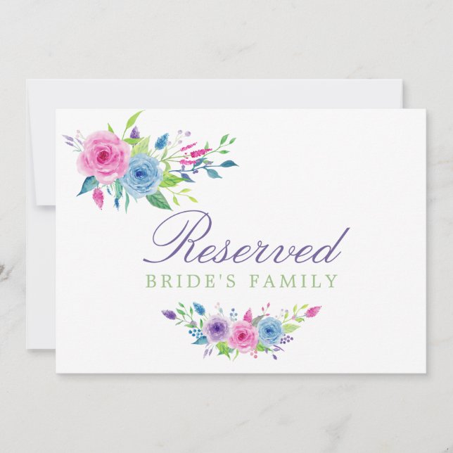 Rótulo reservado de Boda floral de acuarela de mez (Anverso)