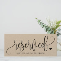 Rótulo reservado para colgar al boda - Negro kraft