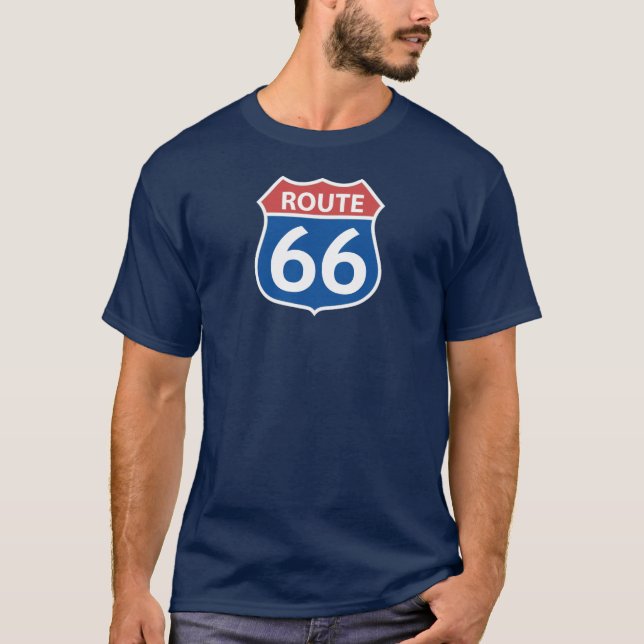 RÓTULO ROJO, camiseta AZUL de la RUTA 66 de los (Anverso)