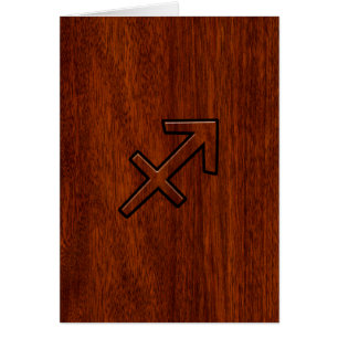 Rótulo Sagittarius Zodiac en estilo caoba