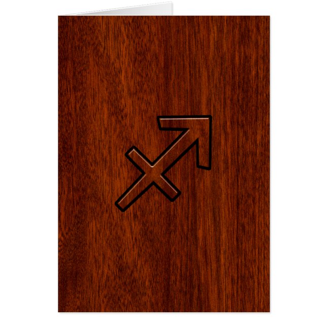 Rótulo Sagittarius Zodiac en estilo caoba (Frente)
