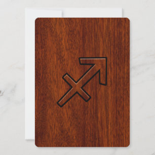 Rótulo Sagittarius Zodiac en estilo caoba