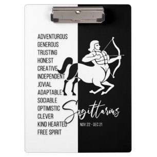 Rótulo Sagittarius Zodiac Portapapeles Blanco y N