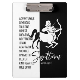Rótulo Sagittarius Zodiac Portapapeles Blanco y Ne