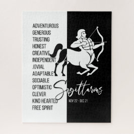 Rótulo Sagittarius Zodiac, rompecabezas negro y bl