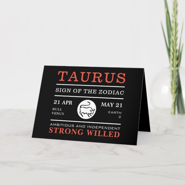 Rótulo Taurus de la tarjeta Zodiac, Astrológica (Anverso)