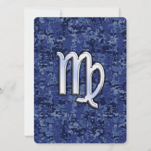 Rótulo Virgo Zodiac en camo digital azul marino