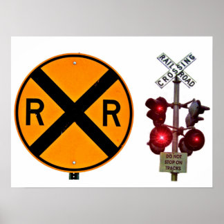 Rótulo y señales de cruce de trenes