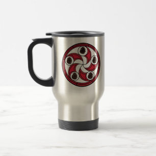 Rótulo Zisa Hex en una taza de viaje