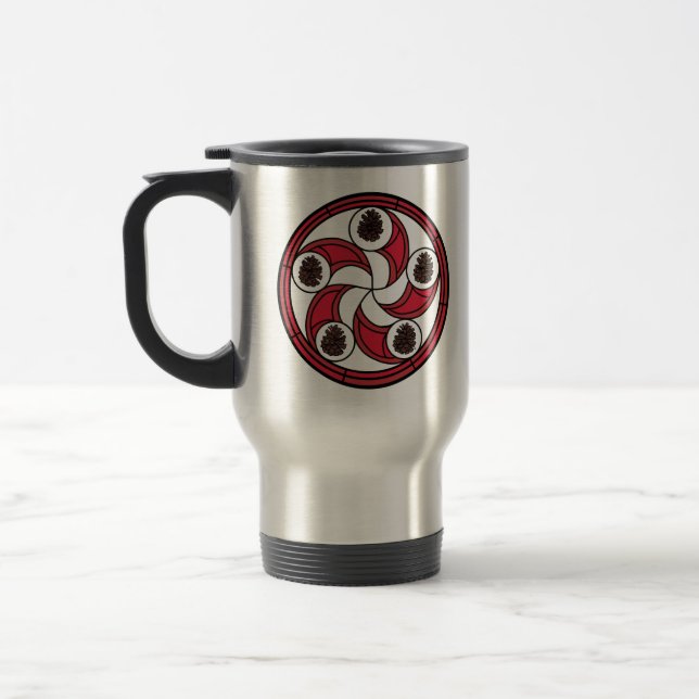 Rótulo Zisa Hex en una taza de viaje (Izquierda)