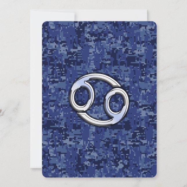 Rótulo Zodiac contra el cáncer en camo digital azu (Anverso)